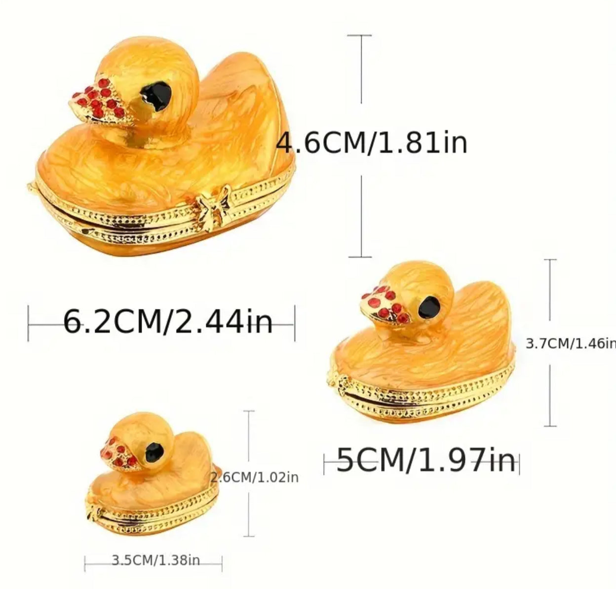 H&D HYALINE& DORA Family Duck Figurine | Hinged Jewelry Box
