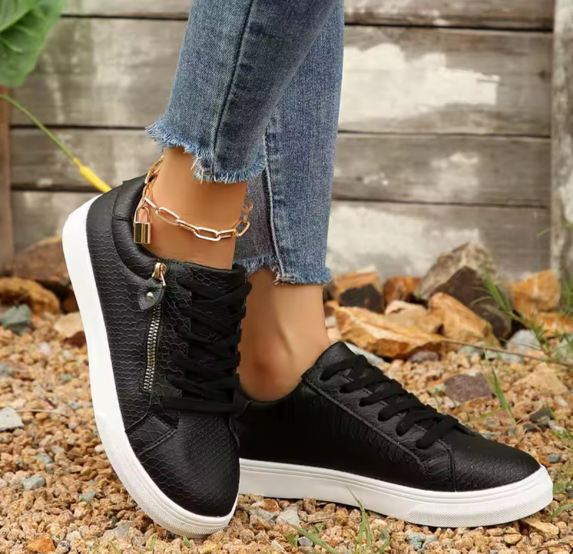 ‘Sporty Vibes’ Women’s Low Top Side Zipper Accent
