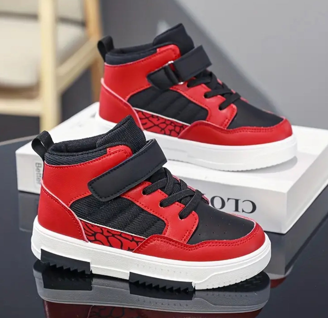 Plaid Leather, High Top Skateboard Shoes for Girls / Boys