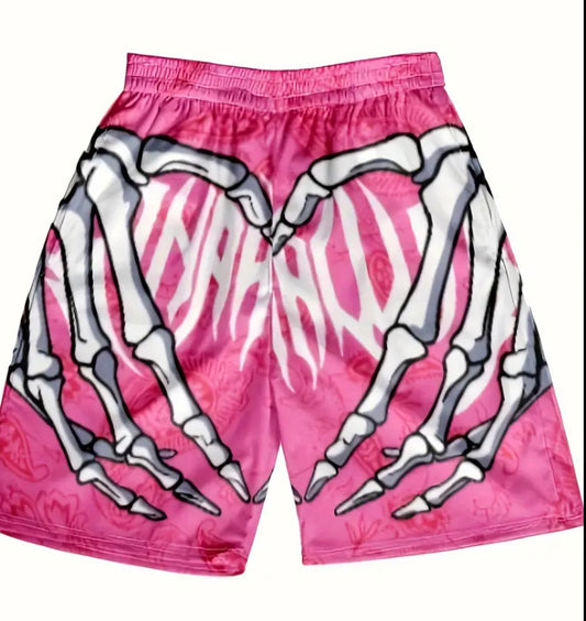 Skeleton, Men's Street Style Floral Pattern Casual Shorts