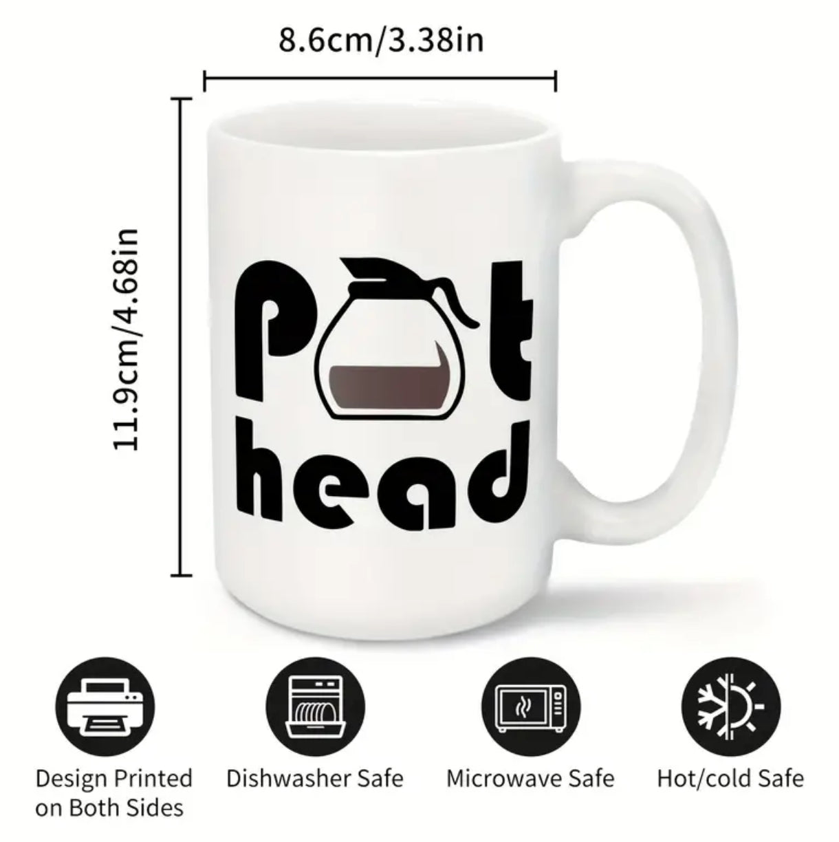1pc, Pot Head Mug, 15oz Large Coffee Cup, Funny Inspirational Quotes Coffee Cup