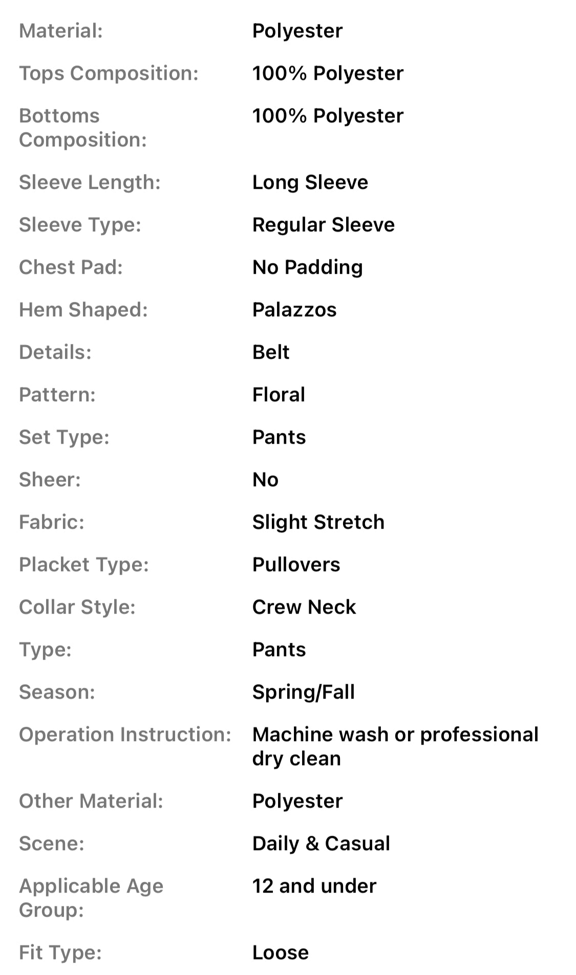 Girls ‘BLUE ROSES’ Jumpsuit Round Neck Top with Floral Pattern And Wide Leg Pants with Belt