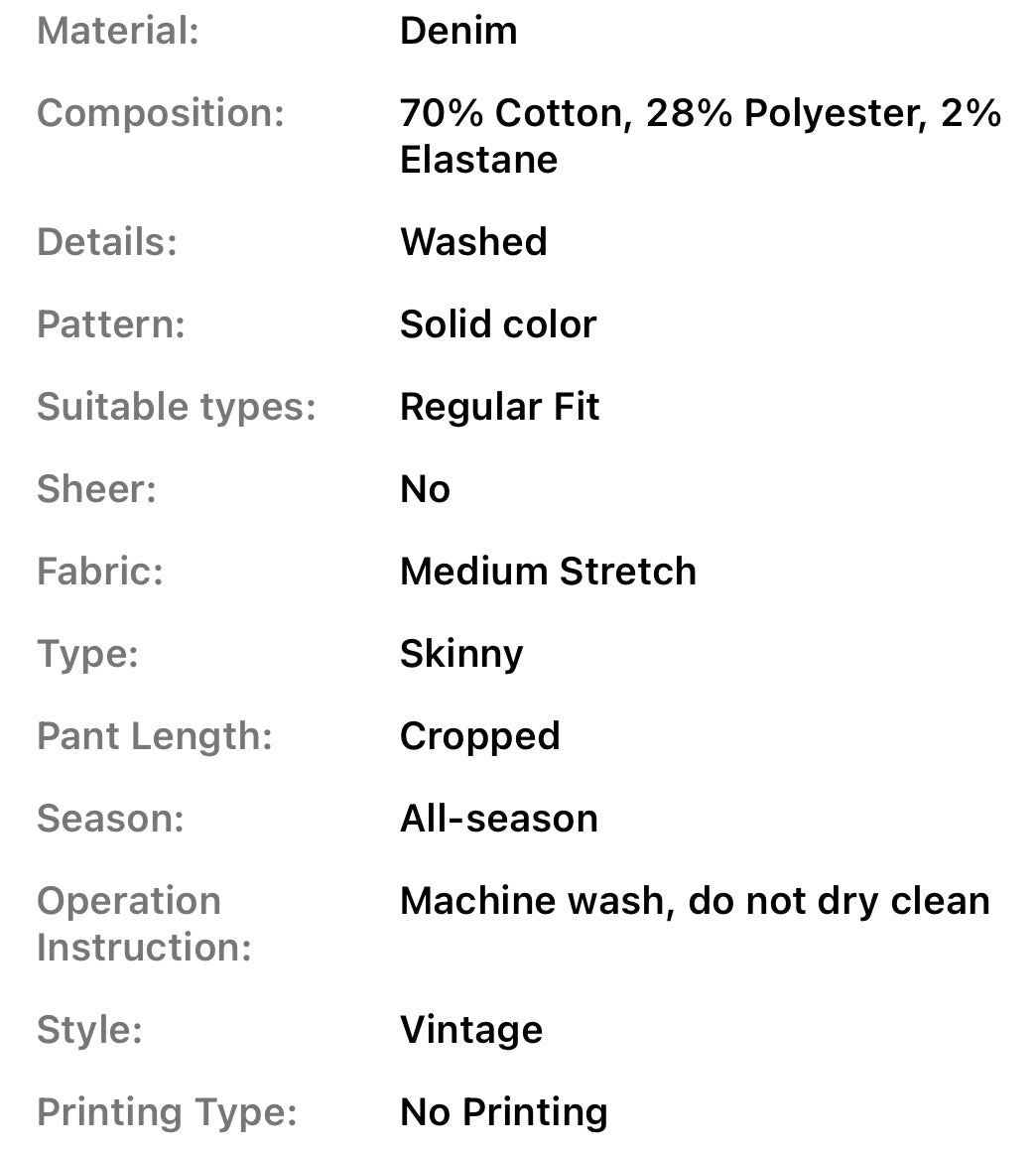 Distressed Ripped Washed Skinny Fit Retro Style Denim Jeans