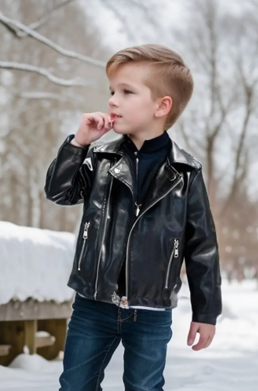 Kids leather biker jacket best sale