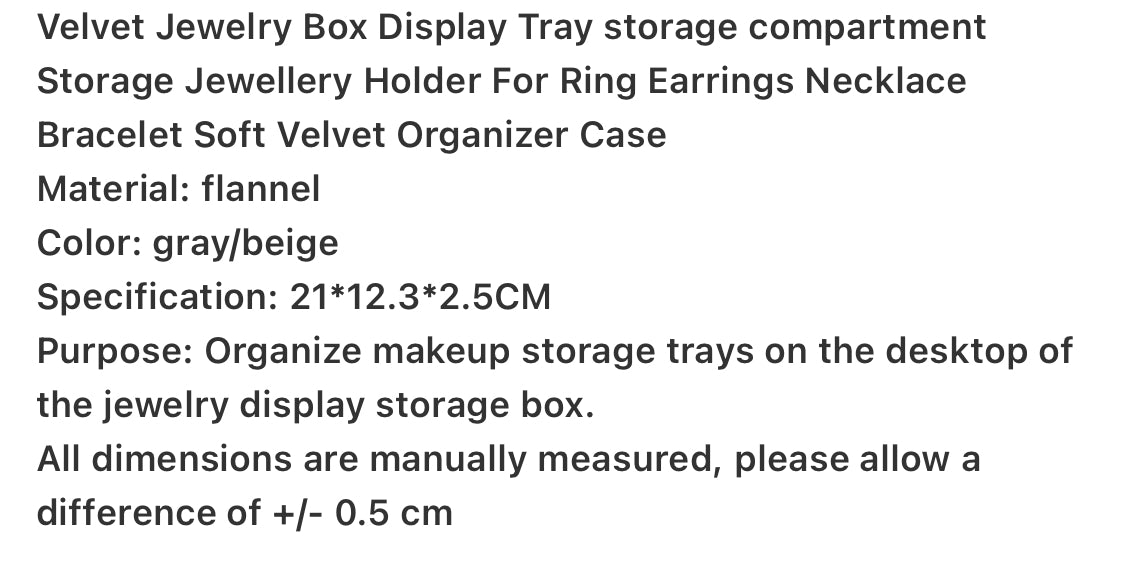 Velvet Acrylic Jewelry Storage Box with 3 Drawers, Stackable and Displayable