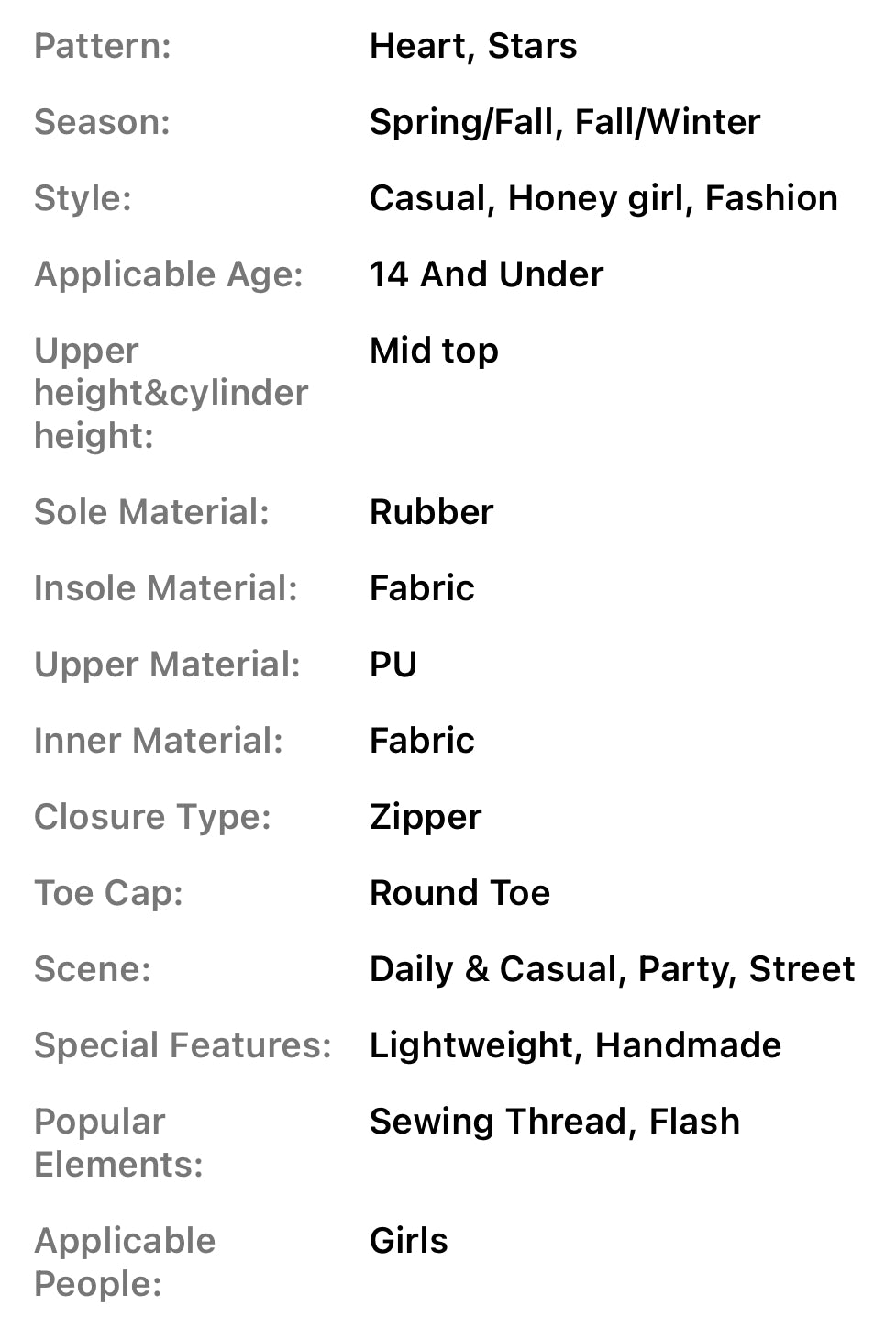 “Hearts & Confetti” Fashion Boots, Heart & Stars Pattern Zip Closure