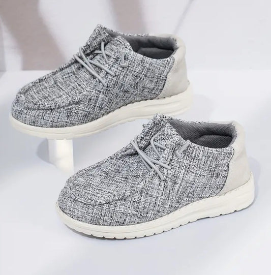 Boy's Trendy Solid Woven Knit Breathable Loafer Shoes