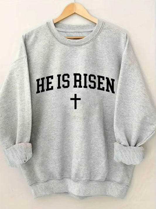 Women's Letter & Cross Print Pullover Sweatshirt - Worship