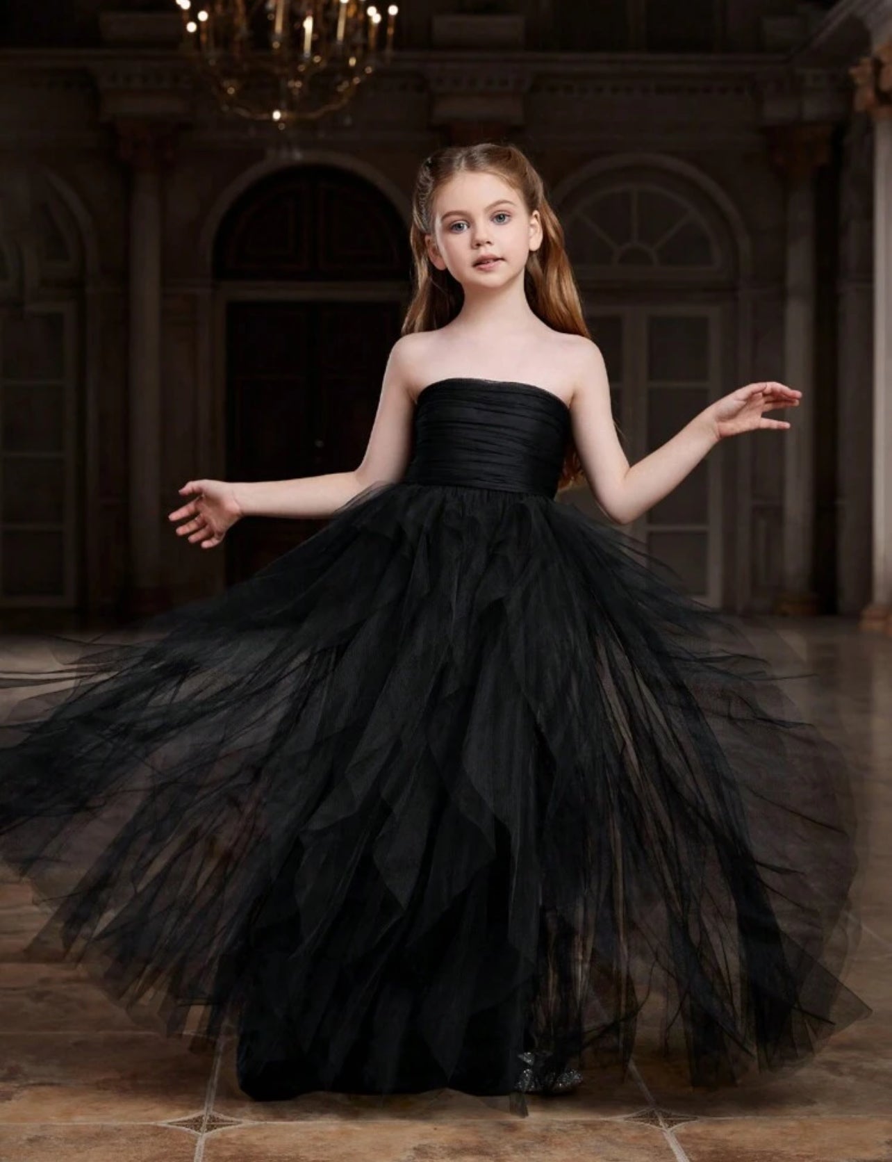 Mommy & Me Luxury "Black Swans" Strapless Design Delicate Layered Flow Modish Kids Boutique Mommy & Me Luxury "Black Swans" Strapless Design Delicate Layered Flow Modish Kids Boutique