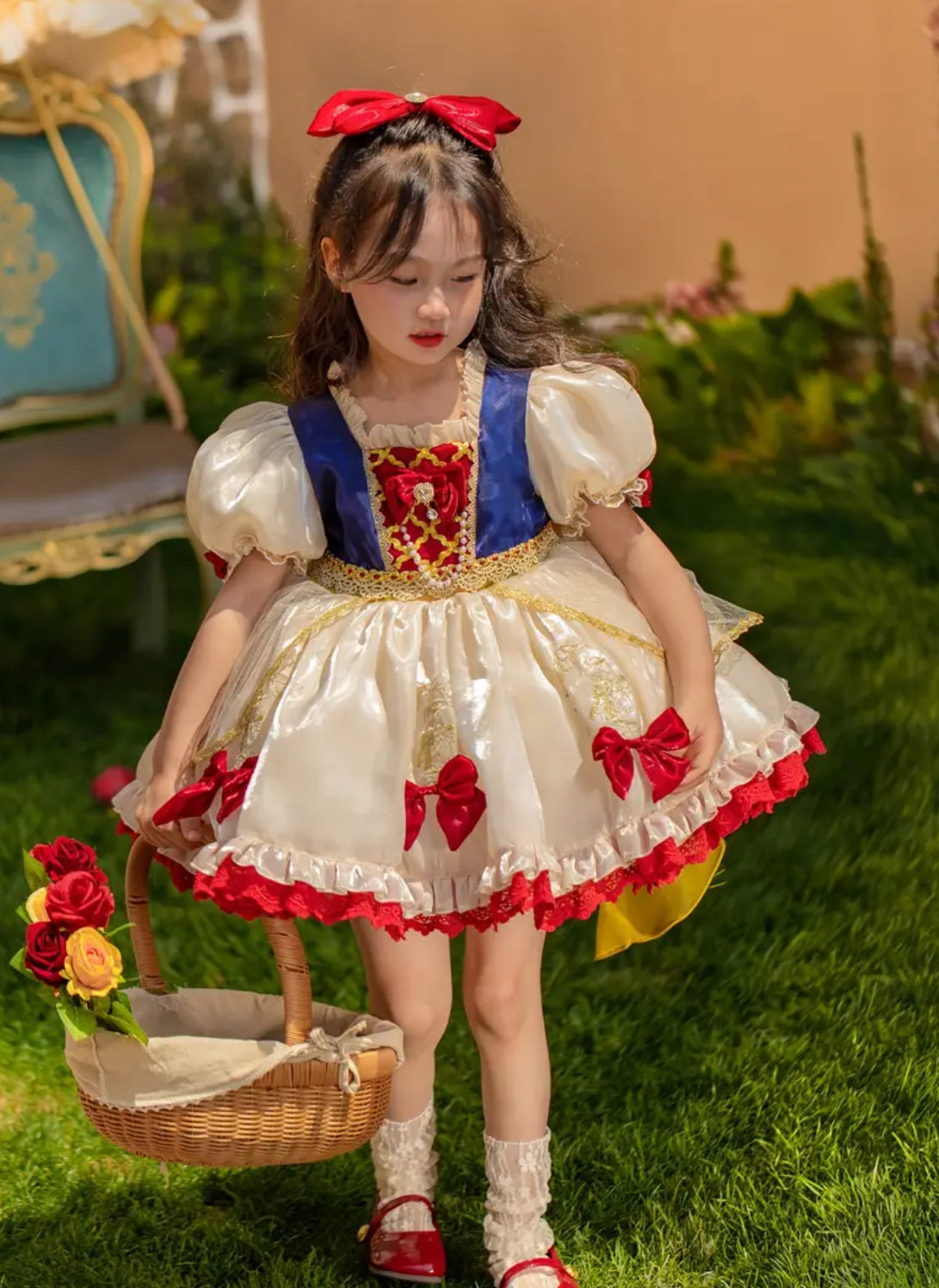 Girls Fairy Tale Princess Dress, Snow White Modish Kids Boutique Girls Fairy Tale Princess Dress, Snow White Modish Kids Boutique