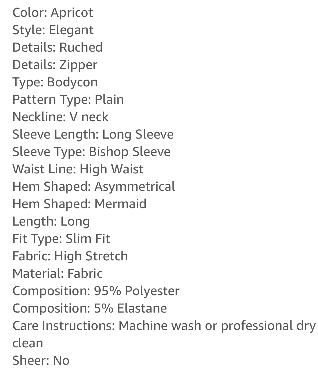 Ruched Bodycon V Neck Dress, Elegant Long Sleeve