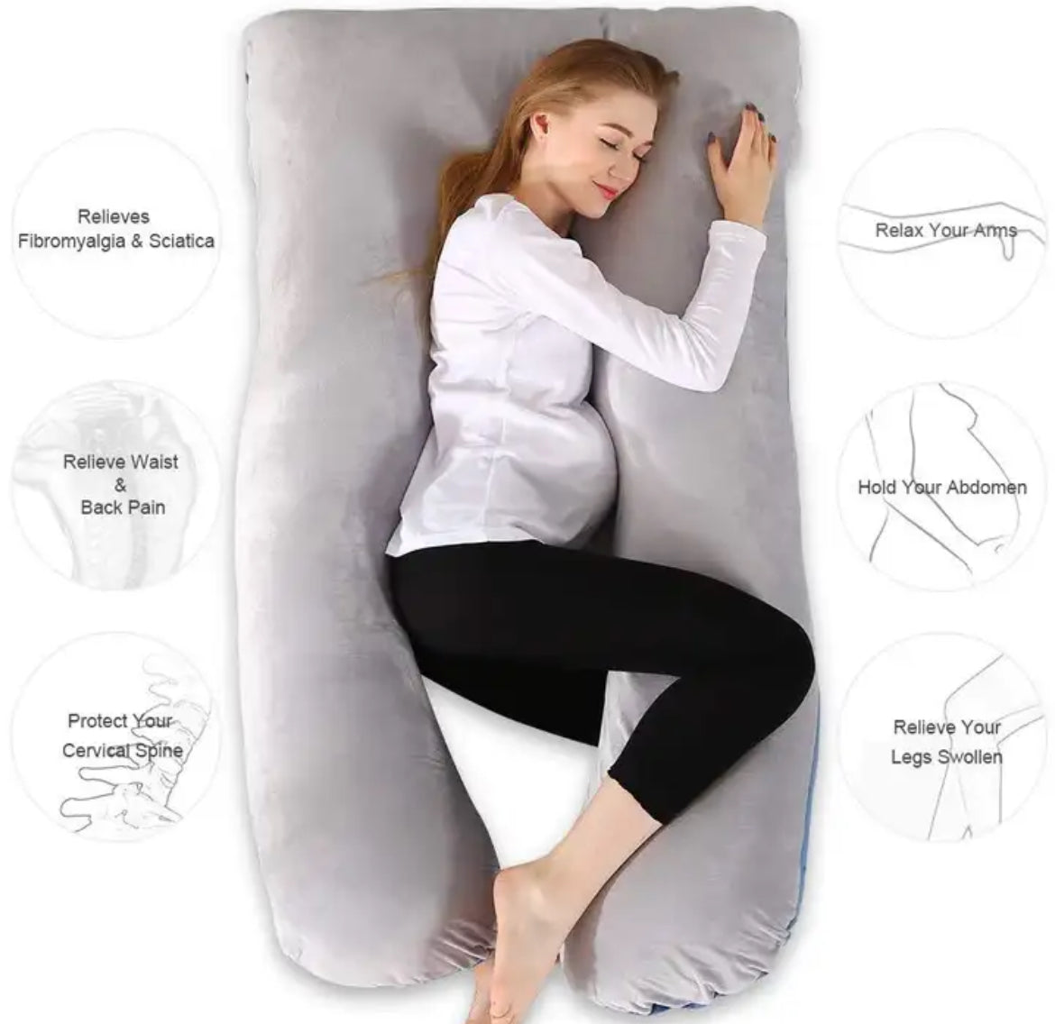 100% Cotton Full Body Pillow, U Shape Pregnancy Pillow Sleeping Support, Baby ๐๐ Bumps Collection