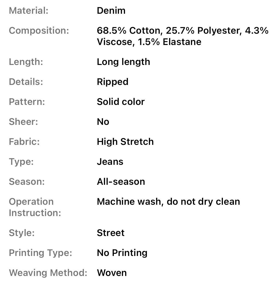 Black Ripped Distressed Buckle Details, High Waist, Street Style Skinny Denim