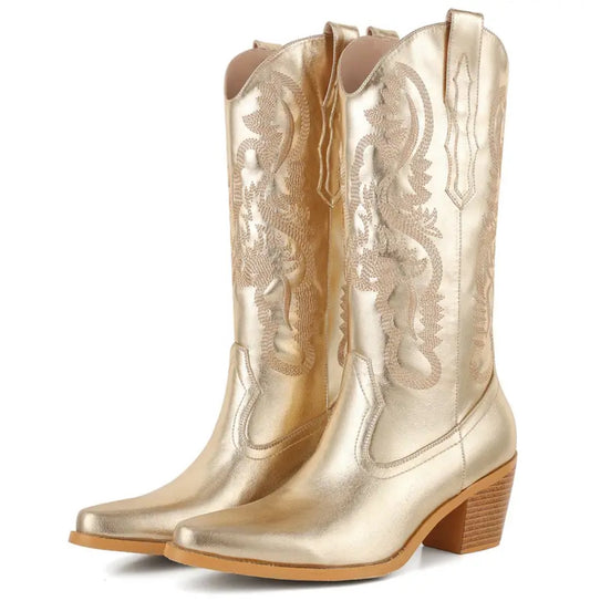 Retro Embroidered Pull On Western Country Music Boots