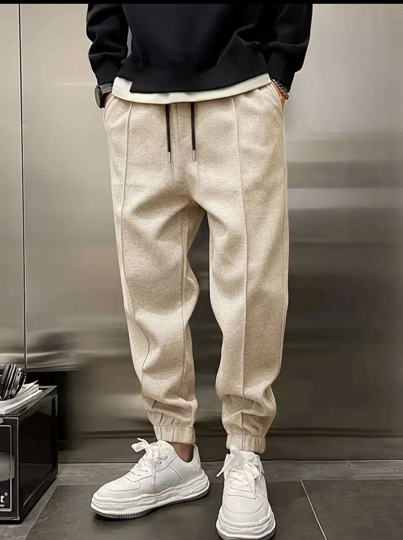 Beige Casual Joggers