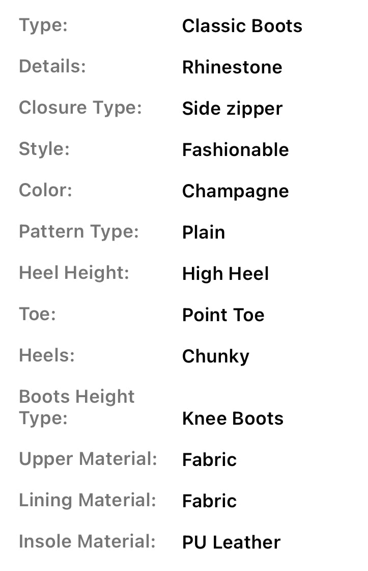 “Champagne Rhinestones” Over-the-Knee Boots, Women’s