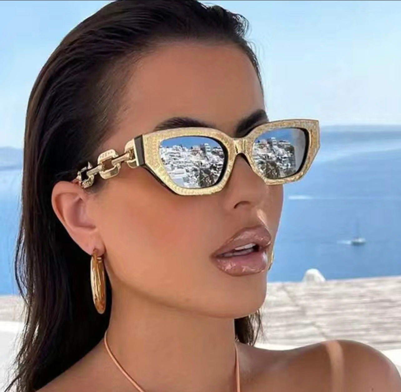 ‘Gold & Vintage’ Cat Eye Small Frame Sunglasses