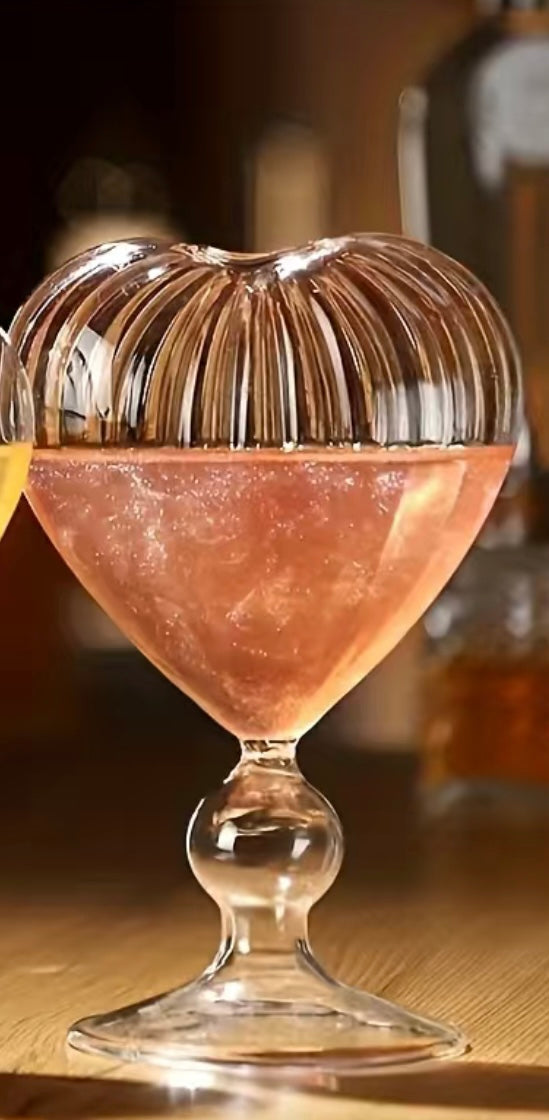 1pc, Heart Shaped Cocktail, Wine, Champagne Glass, Clear or Striped