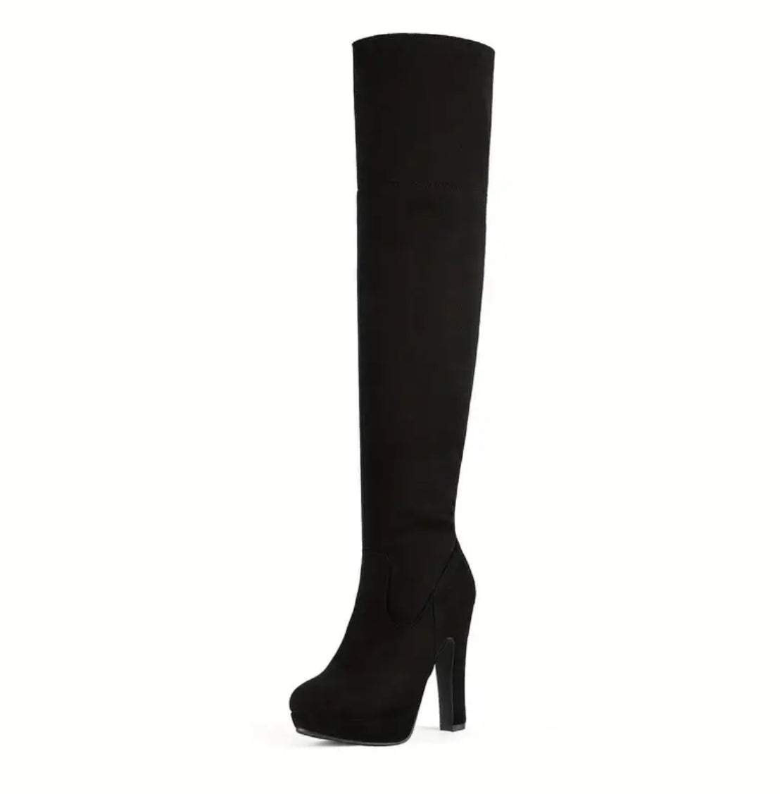 “Yankee Chic” Chunky, Thigh High Over The Knee High Heel Leatherette Boots