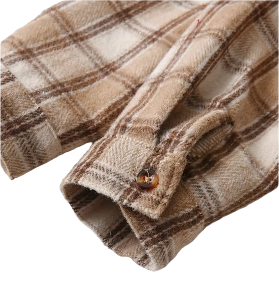 Stylish Plaid Thickened Long Sleeve Hooded Shirt - Button-Down, Boy’s 🚜