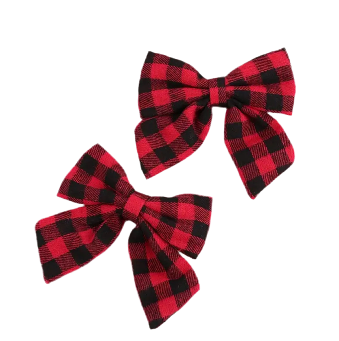 2pcs Festive Christmas Hair Bows for Girls - Red & Black Plaid, Perfect Holiday Gift