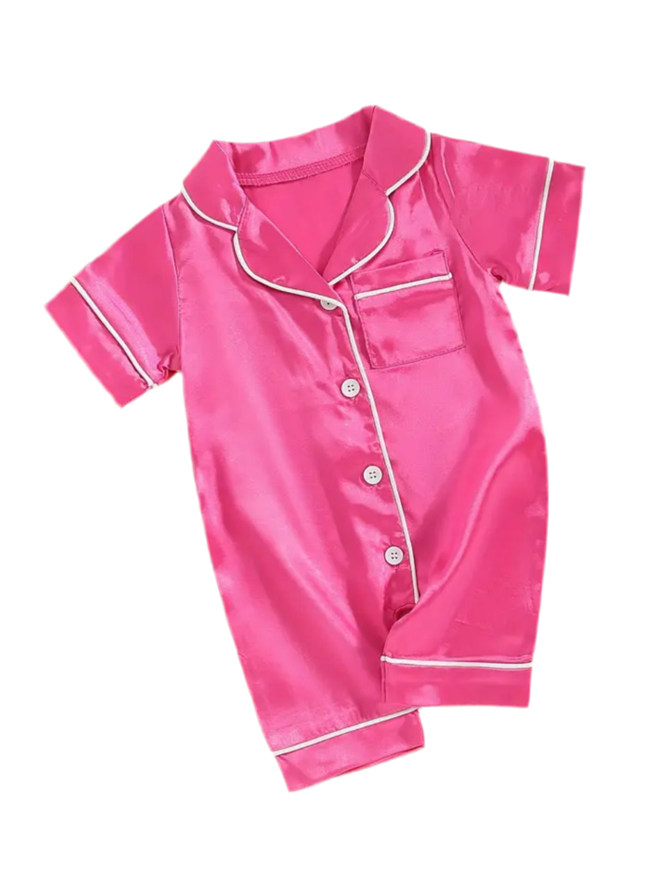 Pijama tipo mono con cuello en V y mangas cortas abotonadas “Bougie Baby Silk”