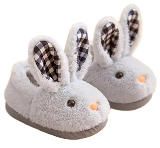 “Silly Rabbit”  Furry Slip-On House Slippers - Soft, Non-Slip, Comfortable & Warm, Youth