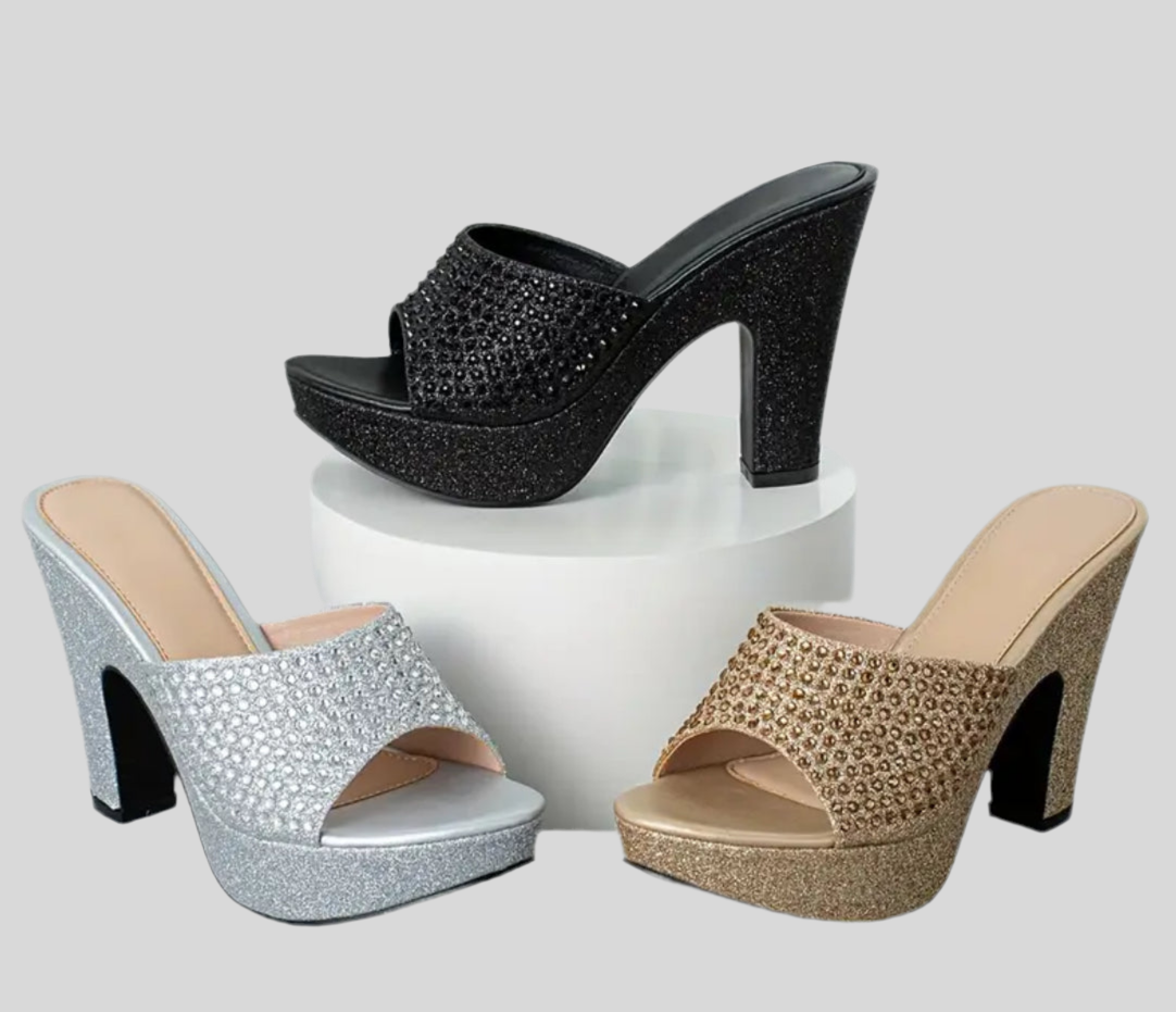 ‘Rhinestones’ High-Heeled Platforms Slip-On Design