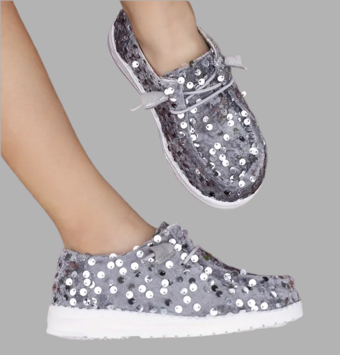 “Sparkly” Sequin Low Top Sneakers For Girls