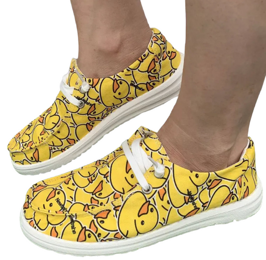 Women's Yellow Duck Canvas, Comfortable Lace Up Casual Loafers