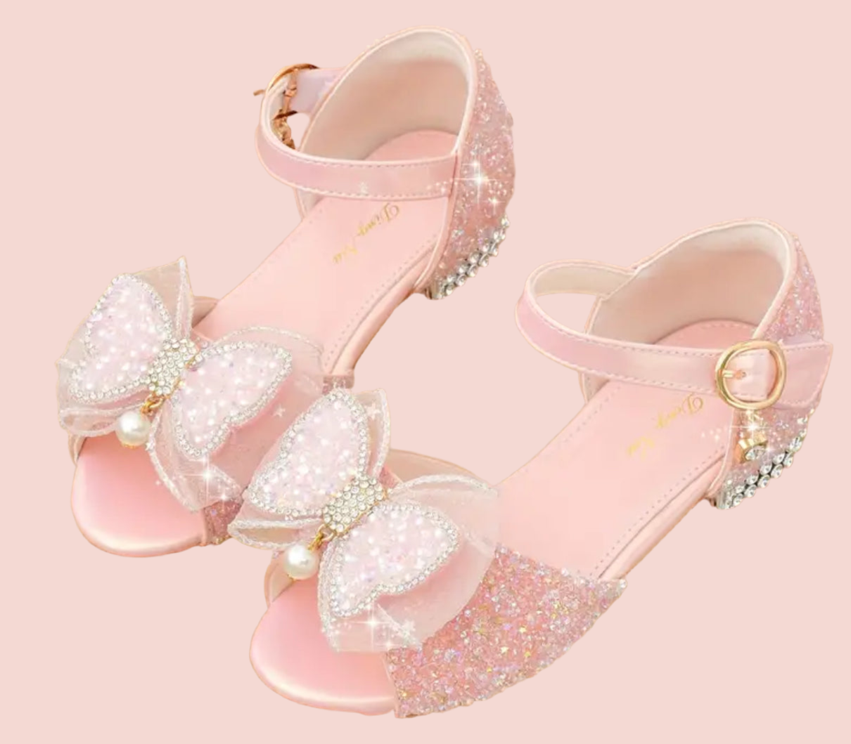 “Elegant Butterfly” Bowknot Rhinestone High-heeled Sandals For Girls