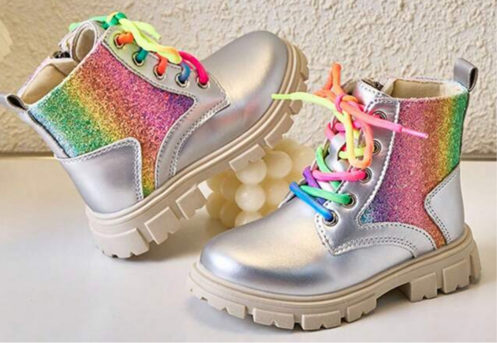 “Rainbows & Kids” 🌈 Sequin Side Zipper Girls Ankle Boots