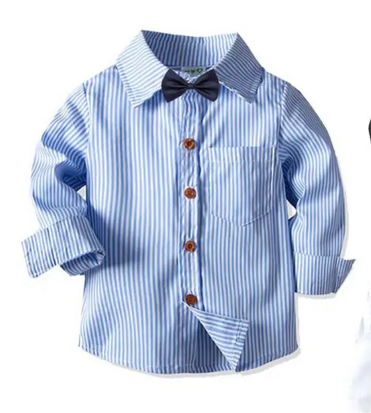 Bow Tie & Stripe Formal/Casual  Boys Shirt 🚜