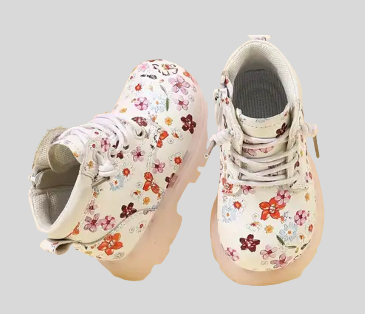 Trendy Cute Flower Print Boots For Baby Girls