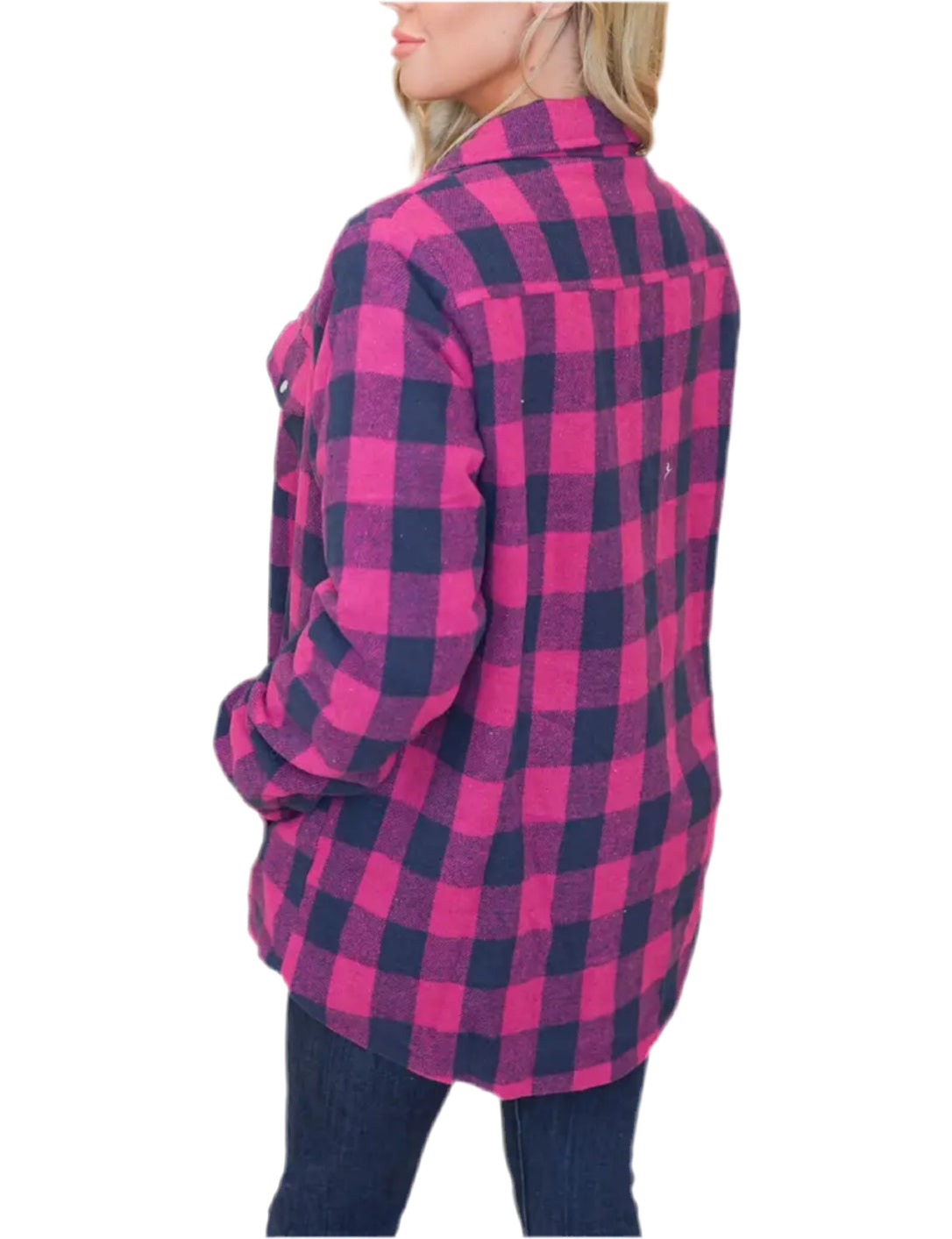 Pinks Thick Plaid Lambskin Lined Jacket, Chest & Side Pockets