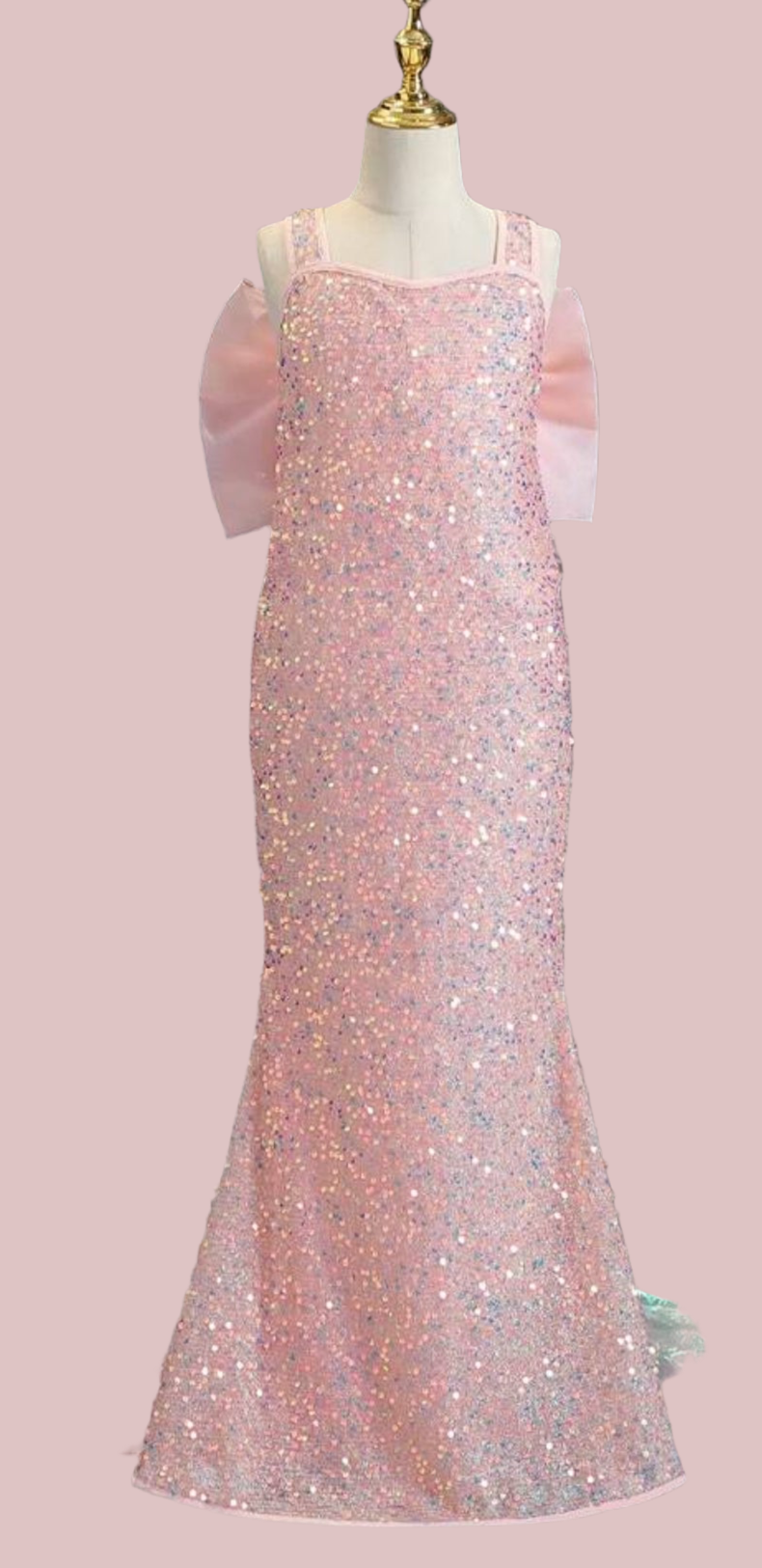 Girls ‘Glittering’ Formal Pink Bows 🎀 Dress