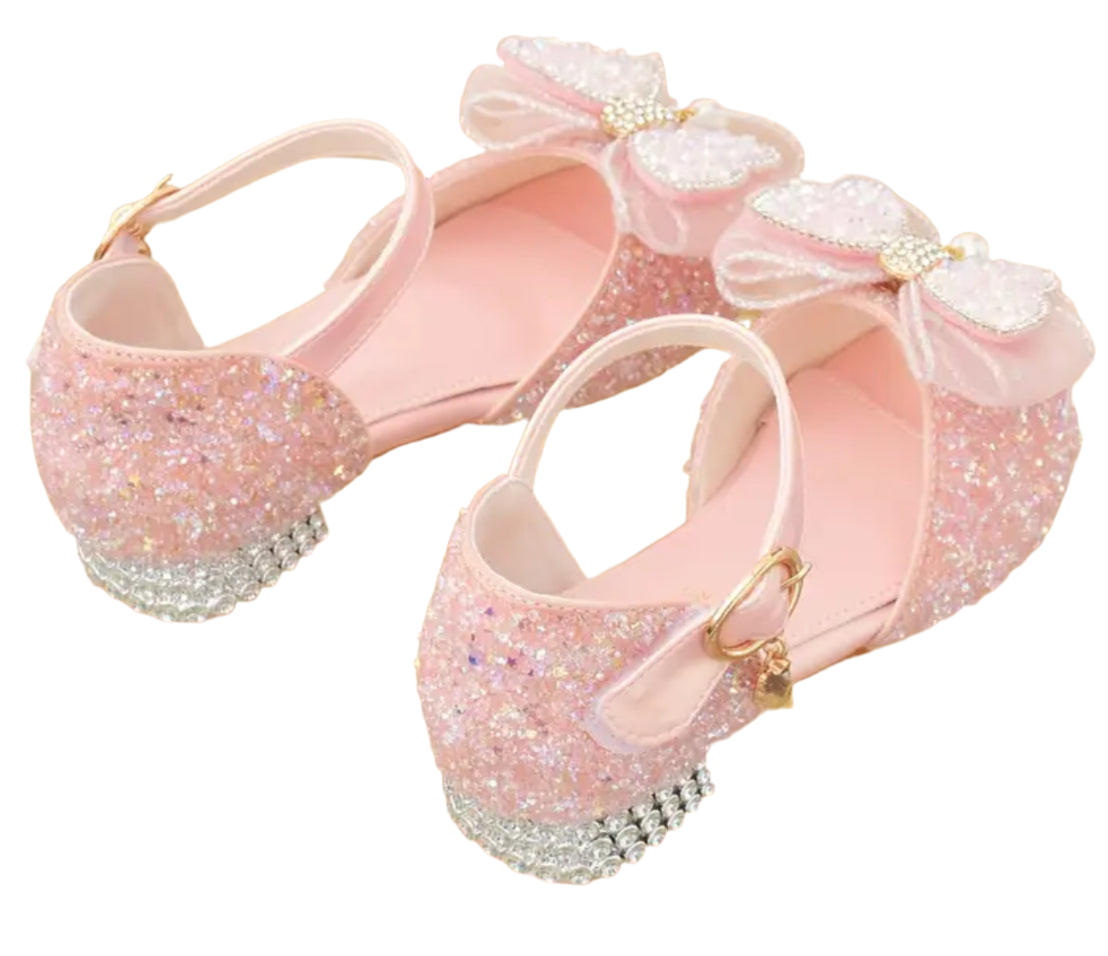 “Elegant Butterfly” Bowknot Rhinestone High-heeled Sandals For Girls