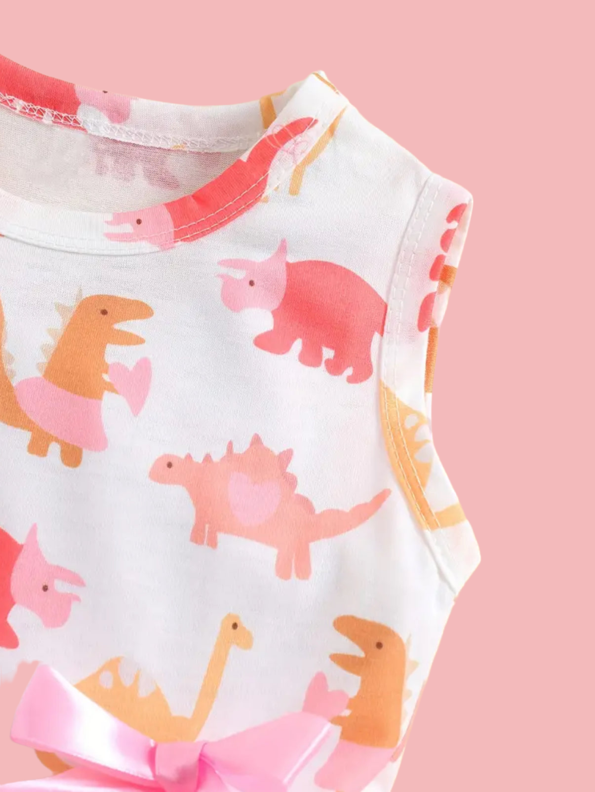 Dinosaur Print Sleeveless Mesh Baby Girl Dress 🦕