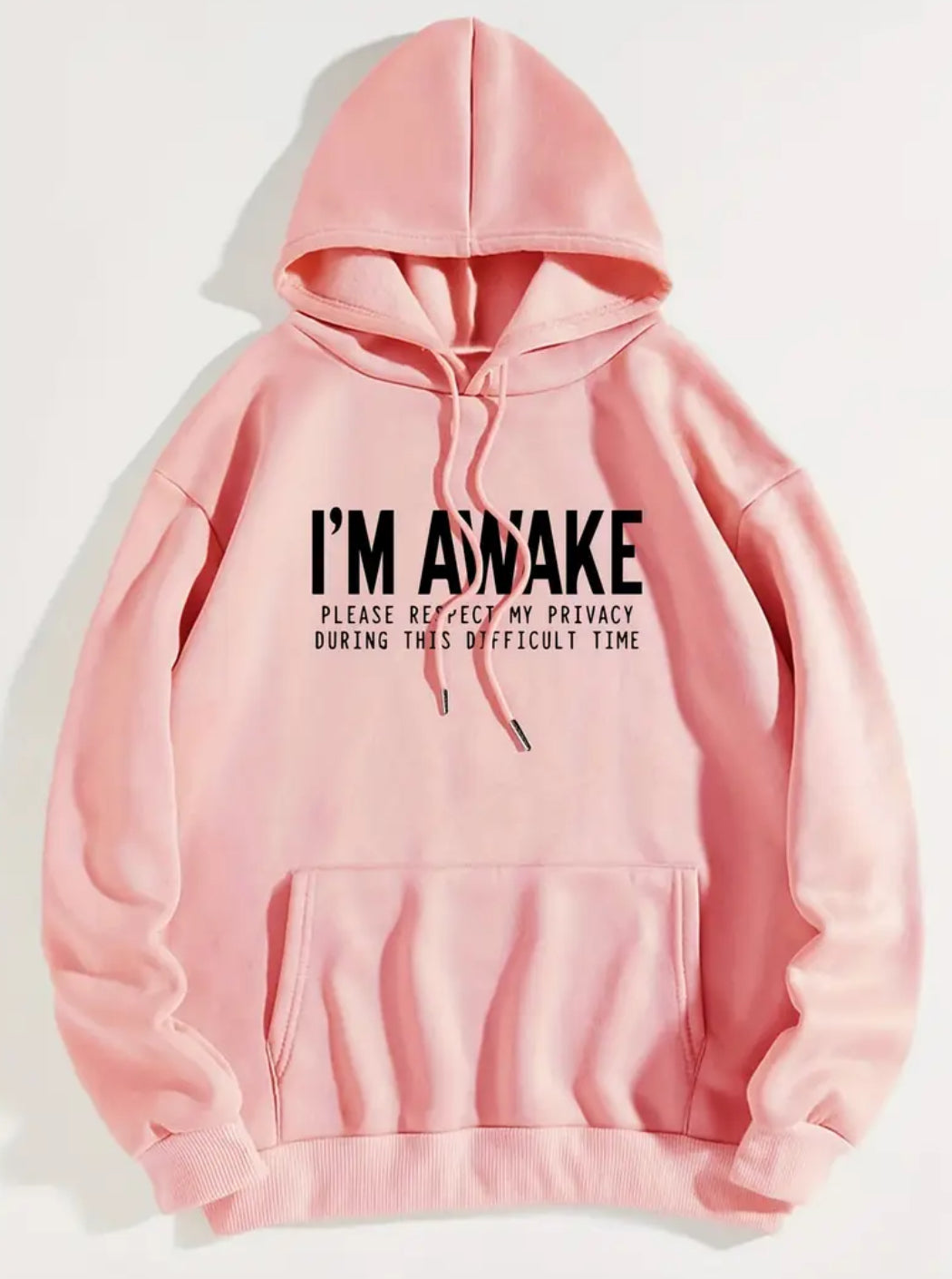 Women's Hoodie "I'M AWAKE" Pullover with Drawstring & Kangaroo Pocket