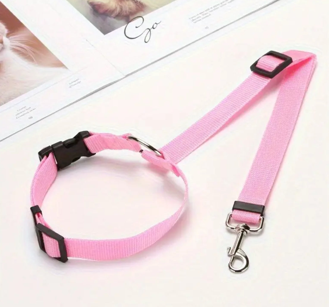 Pet Car Seat Belt |  Front and Rear Seat - 1pc Adjustable with 2-in-1 Nylon Lead | Durable Harness for Secure Travel, Sturdy Metal Buckles