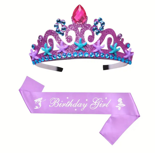 Mermaid Crown + Birthday Shoulder Sash