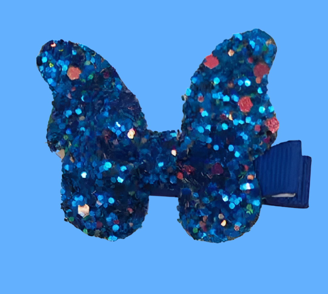 Glitter Bow, Side Clips Hair Accessories