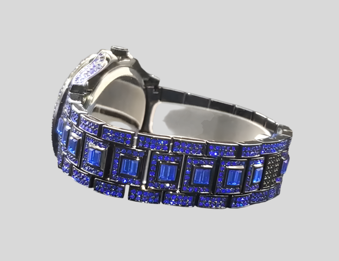 “Luxury Rainbows” Diamond Quartz Watch - Hip Hop Gothic Street Style, Analog Display with Rhinestone Accents