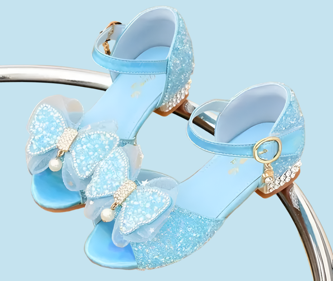 “Elegant Butterfly” Bowknot Rhinestone High-heeled Sandals For Girls