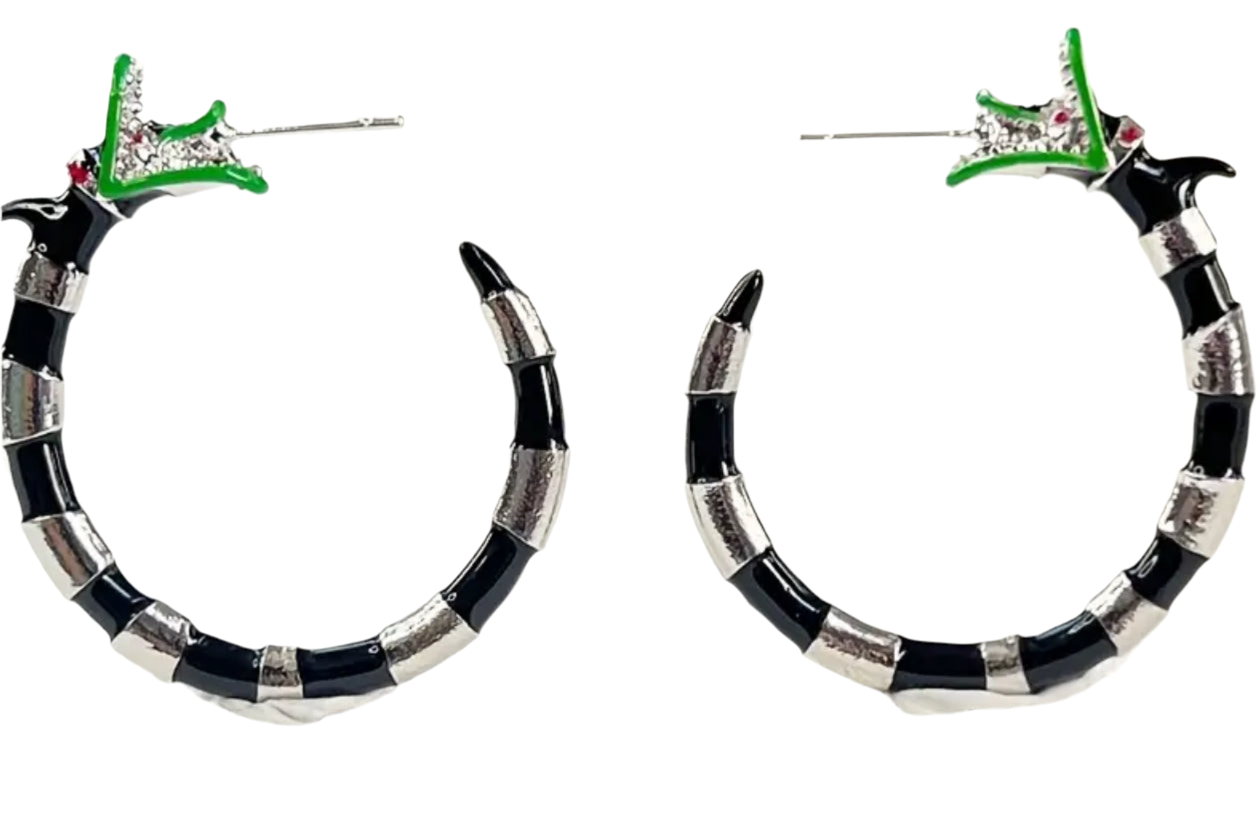 Bettle Juice Coral Snake Hoop Earrings - Sandworm Alloy Hoops