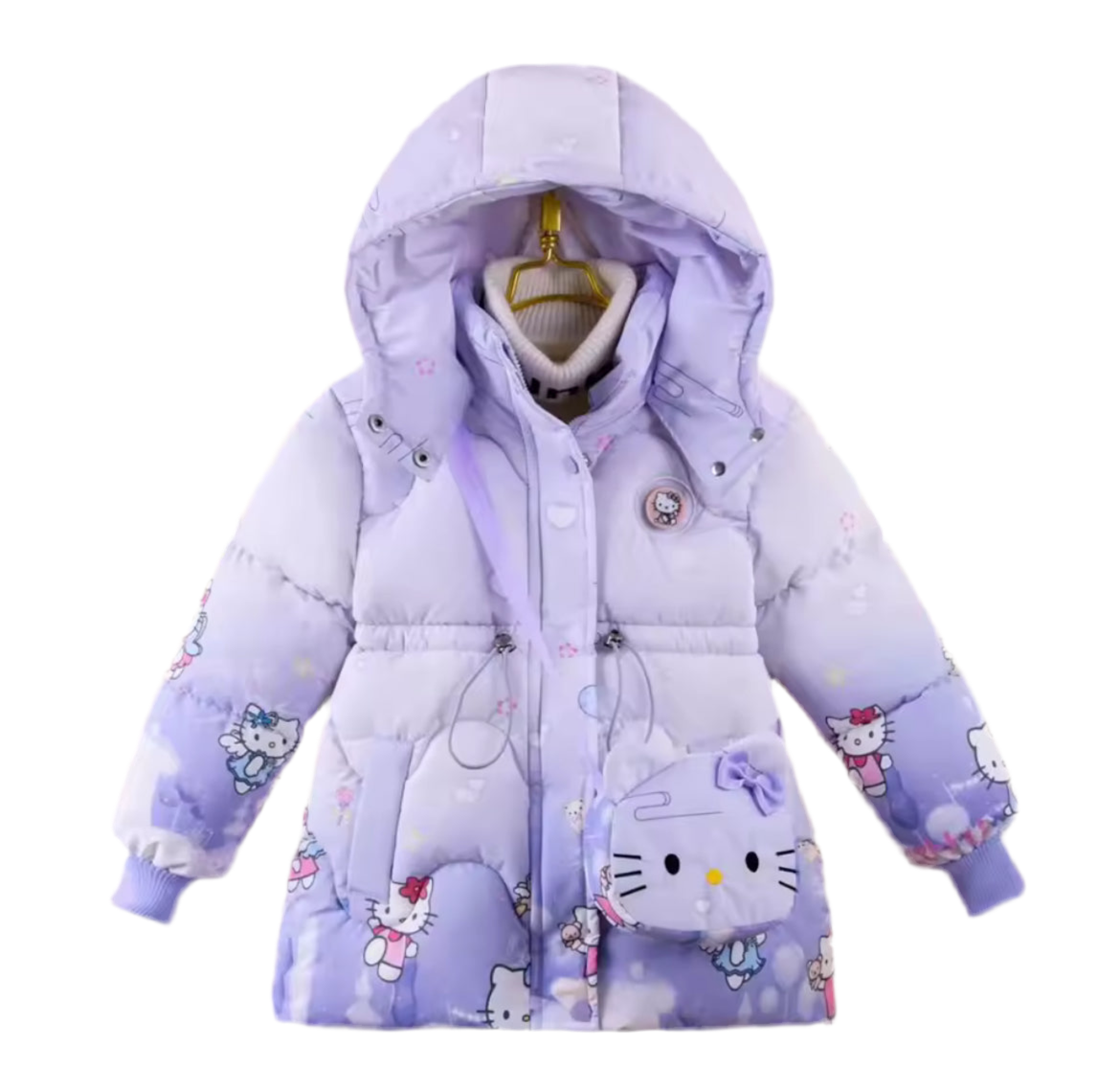 ‘Hello Kitty Winter’ Plush Thick  Warm Princess Coat | Zipper Hooded + Purse