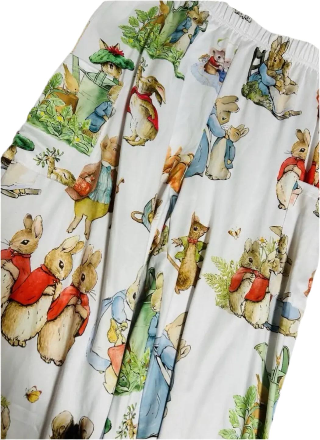 Vintage “Peter Rabbit” Print Wide Leg Casual, Stretchy Women’s Pajamas Pants