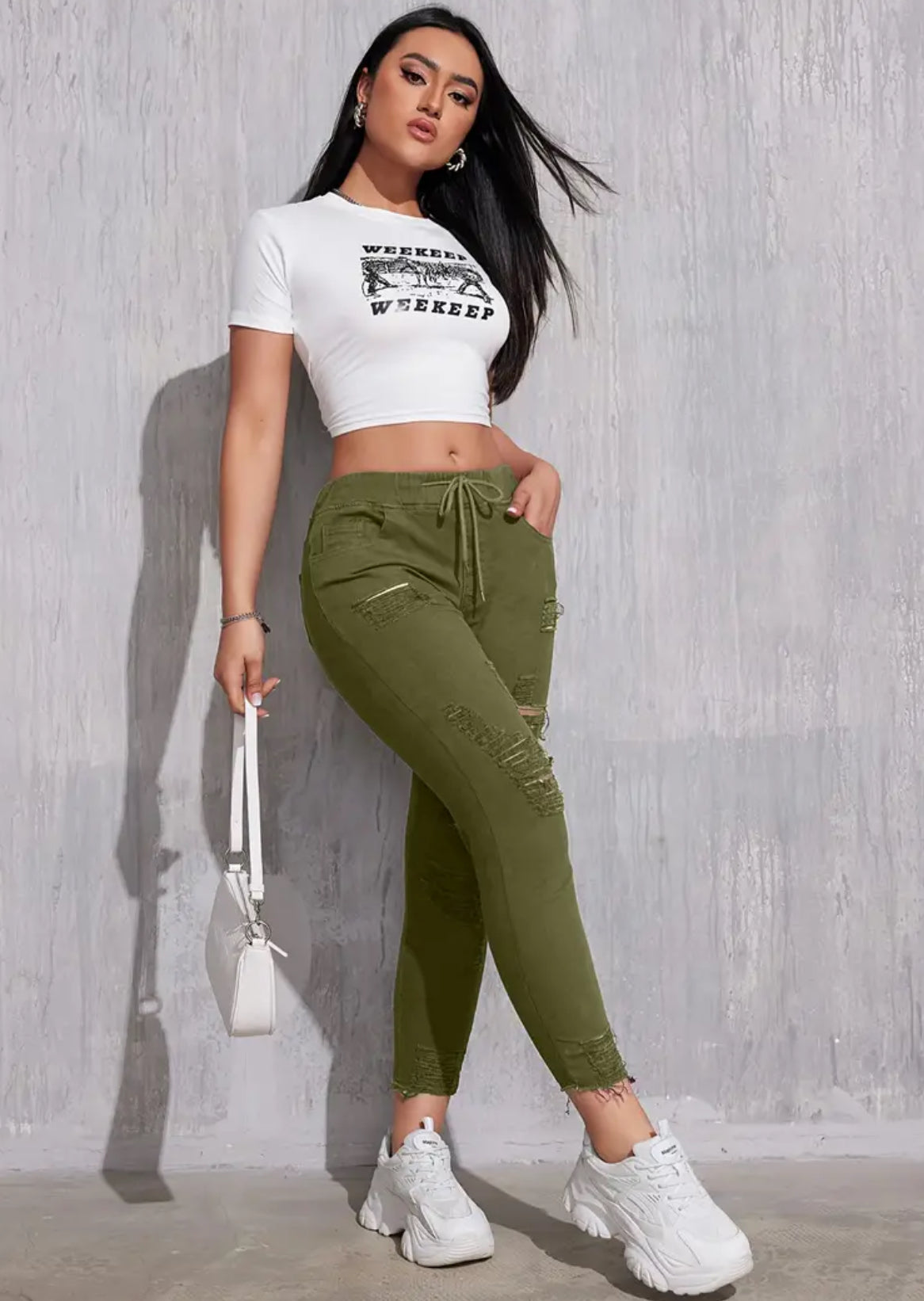 “Fallish” Stretchy Skinny, High-Waisted Jeans With Drawstring Waist