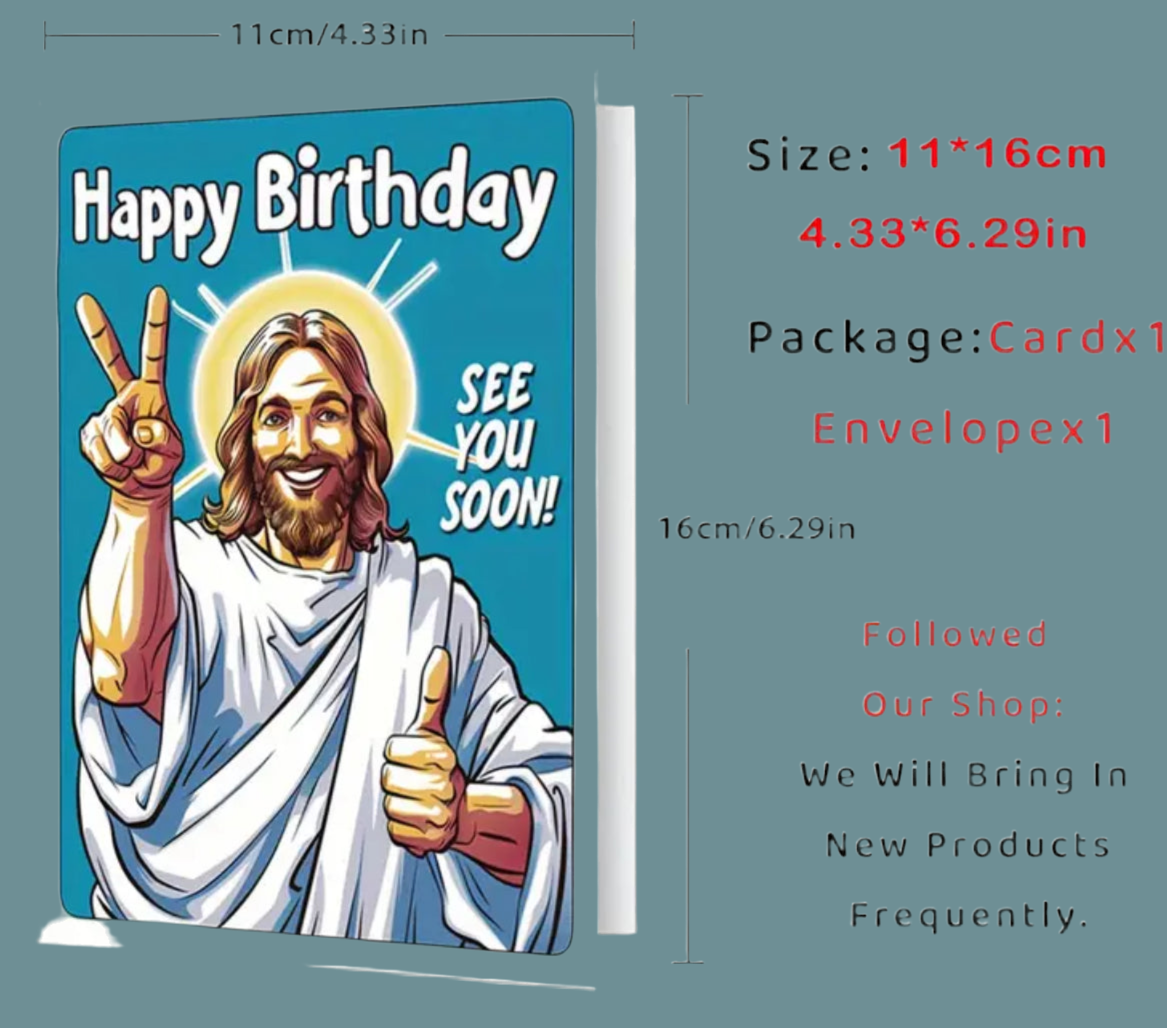 1pc, See You Soon, Funny Birthday Card With Envelope, 6.3*4.33in