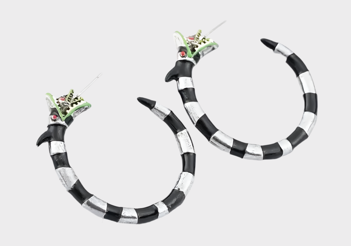 Bettle Juice Coral Snake Hoop Earrings - Sandworm Alloy Hoops